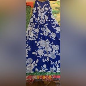 Soma long float blue floral dress Medium